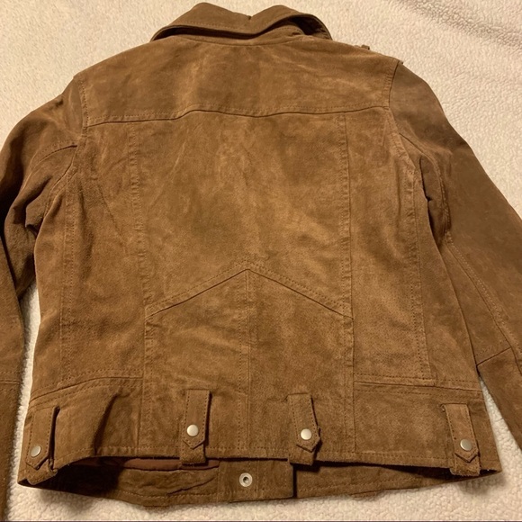 Blank NYC Suede Leather Jacket Brown Moto Fitted - Picture 12 of 15